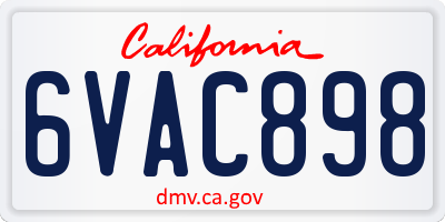 CA license plate 6VAC898