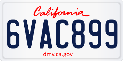 CA license plate 6VAC899