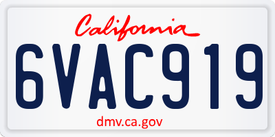 CA license plate 6VAC919