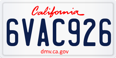 CA license plate 6VAC926