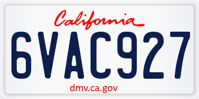CA license plate 6VAC927