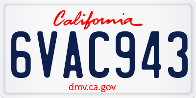 CA license plate 6VAC943