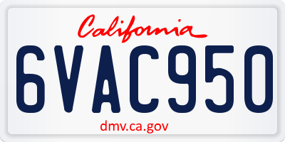 CA license plate 6VAC950