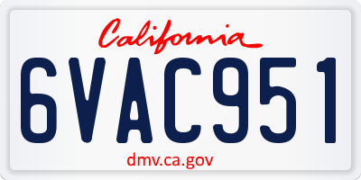 CA license plate 6VAC951