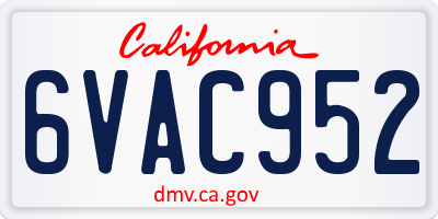 CA license plate 6VAC952