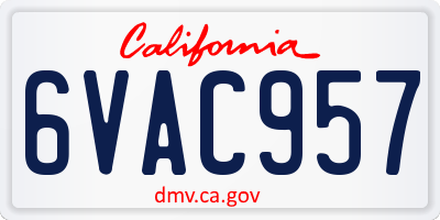 CA license plate 6VAC957