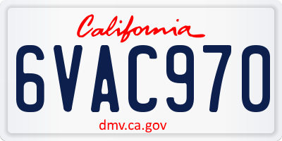 CA license plate 6VAC970