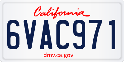 CA license plate 6VAC971