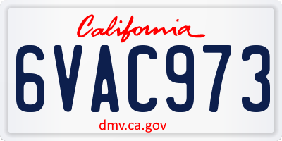 CA license plate 6VAC973