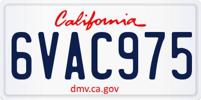 CA license plate 6VAC975