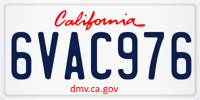 CA license plate 6VAC976