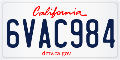 CA license plate 6VAC984