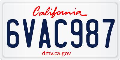 CA license plate 6VAC987