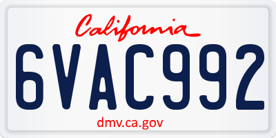 CA license plate 6VAC992