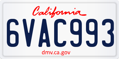 CA license plate 6VAC993