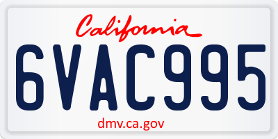 CA license plate 6VAC995