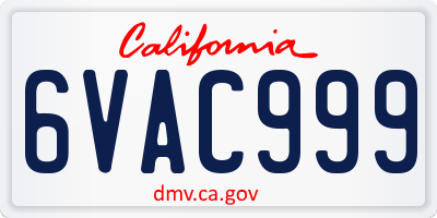 CA license plate 6VAC999
