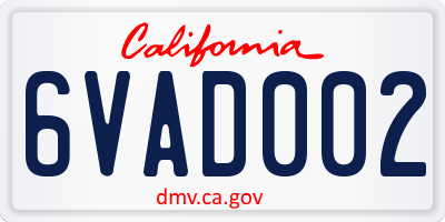 CA license plate 6VAD002