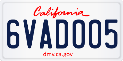 CA license plate 6VAD005