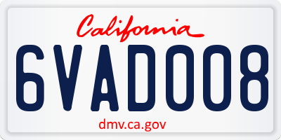 CA license plate 6VAD008