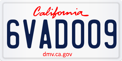 CA license plate 6VAD009