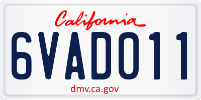 CA license plate 6VAD011