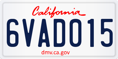 CA license plate 6VAD015
