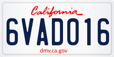 CA license plate 6VAD016