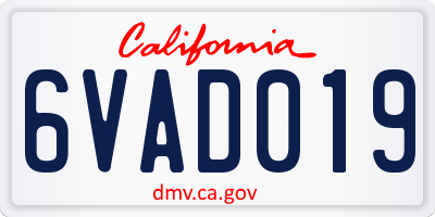 CA license plate 6VAD019