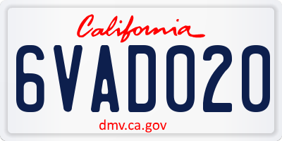 CA license plate 6VAD020