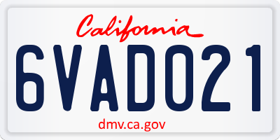CA license plate 6VAD021