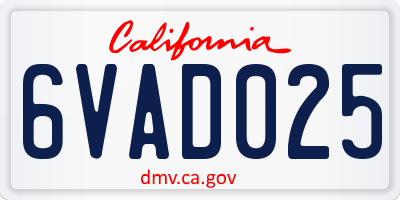 CA license plate 6VAD025