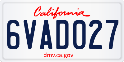 CA license plate 6VAD027