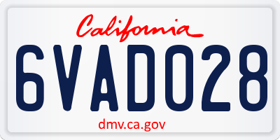 CA license plate 6VAD028