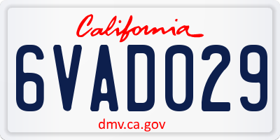 CA license plate 6VAD029
