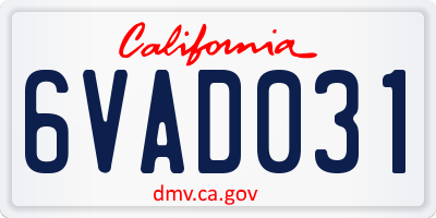 CA license plate 6VAD031