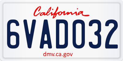 CA license plate 6VAD032
