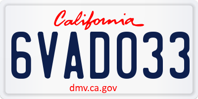 CA license plate 6VAD033
