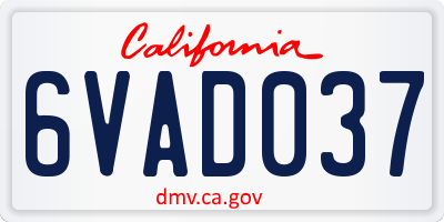 CA license plate 6VAD037