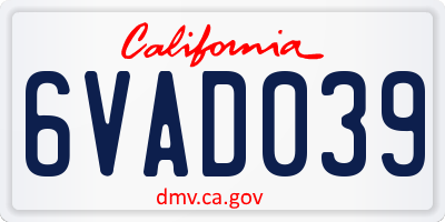 CA license plate 6VAD039