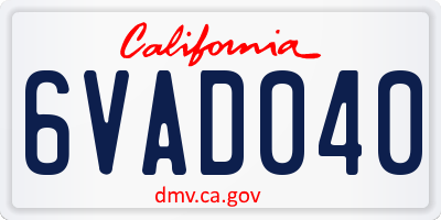 CA license plate 6VAD040