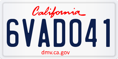 CA license plate 6VAD041