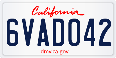 CA license plate 6VAD042