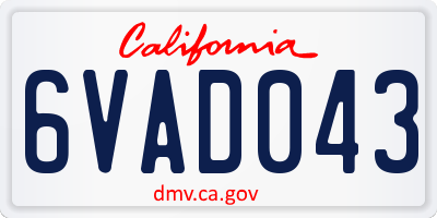 CA license plate 6VAD043