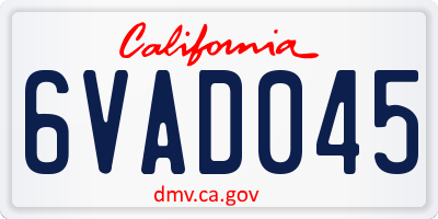CA license plate 6VAD045