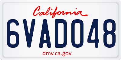 CA license plate 6VAD048