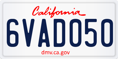 CA license plate 6VAD050