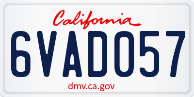CA license plate 6VAD057