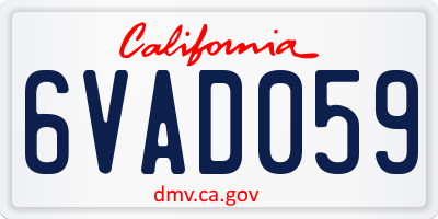 CA license plate 6VAD059