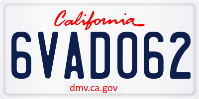 CA license plate 6VAD062